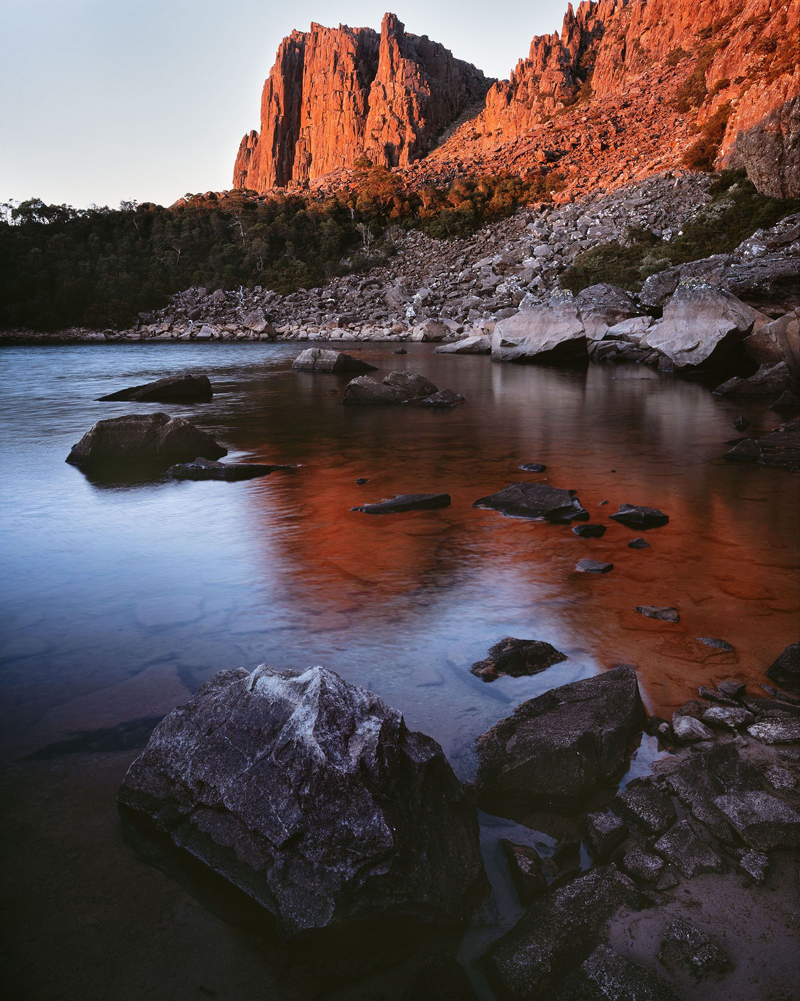 Ice covered Rockpool at dawn